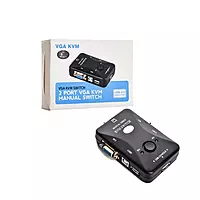 2-Port VGA KVM Manual Switch – Single Keyboard Mouse Control for Two PCs