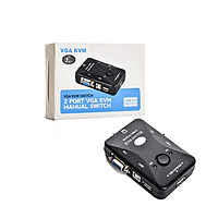 2-Port VGA KVM Manual Switch – Single Keyboard Mouse Control for Two PCs