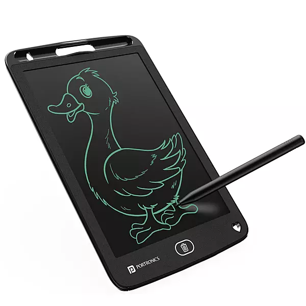 Portronics Ruffpad One is an 8.5" LCD writing pad that offers a transparent screen for easy note-taking and drawing. Lightweight and portable, it's perfect for students and professionals alike.