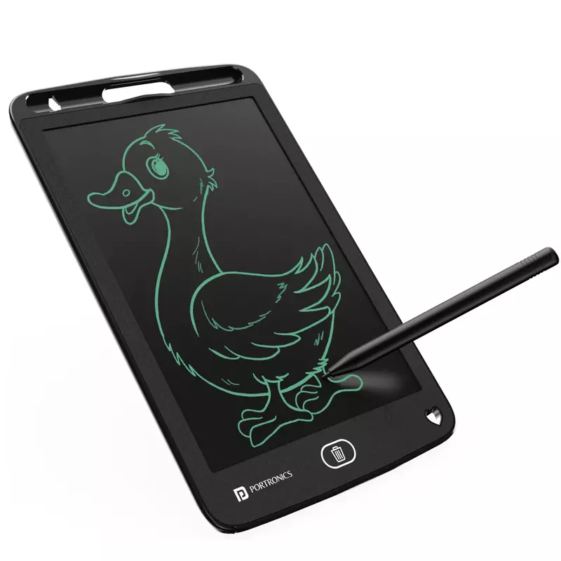 Portronics Ruffpad One is an 8.5" LCD writing pad that offers a transparent screen for easy note-taking and drawing. Lightweight and portable, it's perfect for students and professionals alike.