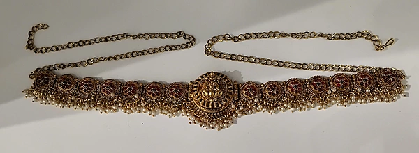 Multicoloured Stone with Lakshmi Center Focused Hip Chain