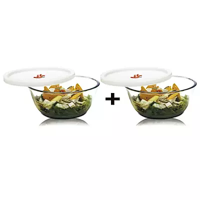 Signora ware Borosilicate Glass Mixing Bowl Combo With Lid (500+500ML)