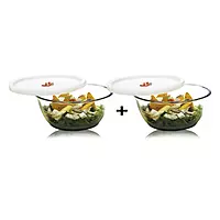 "Signora Ware Borosilicate Glass Mixing Bowl Combo with Lid (1000+1000 ML) - Heat-Resistant & Practical"
