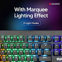 Coconut Storm Mechanical Gaming Keyboard – Black | RGB Lighting | Sleek Design | Customizable for Ultimate Gaming Immersion | 1 Year Warranty
