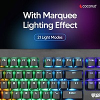 Coconut Storm Mechanical Gaming Keyboard – Black | RGB Lighting | Sleek Design | Customizable for Ultimate Gaming Immersion | 1 Year Warranty