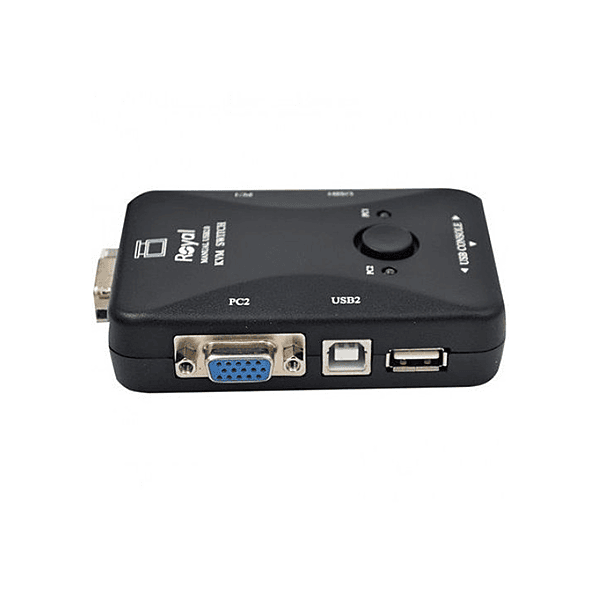 2-Port VGA KVM Manual Switch – Single Keyboard Mouse Control for Two PCs