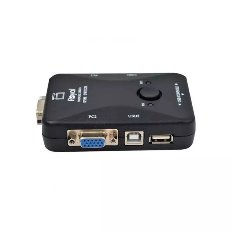 2-Port VGA KVM Manual Switch – Single Keyboard Mouse Control for Two PCs