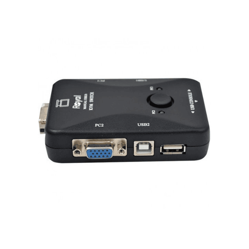 2-Port VGA KVM Manual Switch – Single Keyboard Mouse Control for Two PCs