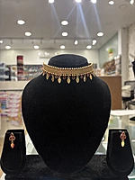 Antique Choker Elakkathali with white & Red stones
