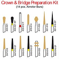 Pivo Crown & Bridge Preparation Airotor Burs Kit Set of 14