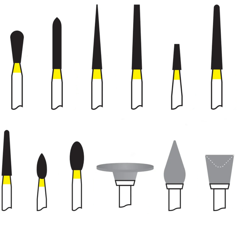 Pivo Composite Finishing & Polishing Airotor Diamond Burs Kit Set of 12
