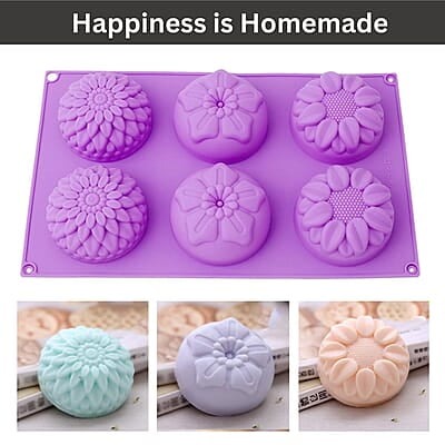 Silicon Mold Mixed Flower Shape 6cavity 90to 100gm Silicon Mold Mixed Flower Shape 6cavity 90to 100gm