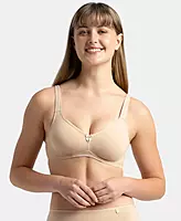 Jockey Wirefree Non Padded Super Combed Cotton Elastane Stretch Full Coverage Everyday Bra with Contoured Shaper Panel and Adjustable Straps - 1250