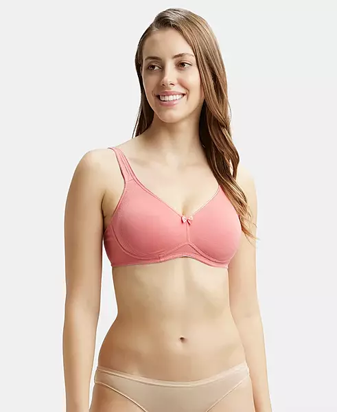 Jockey Wirefree Non Padded Super Combed Cotton Elastane Stretch Full Coverage Everyday Bra with Contoured Shaper Panel and Adjustable Straps - 1250