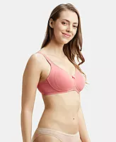 Jockey Wirefree Non Padded Super Combed Cotton Elastane Stretch Full Coverage Everyday Bra with Contoured Shaper Panel and Adjustable Straps - 1250