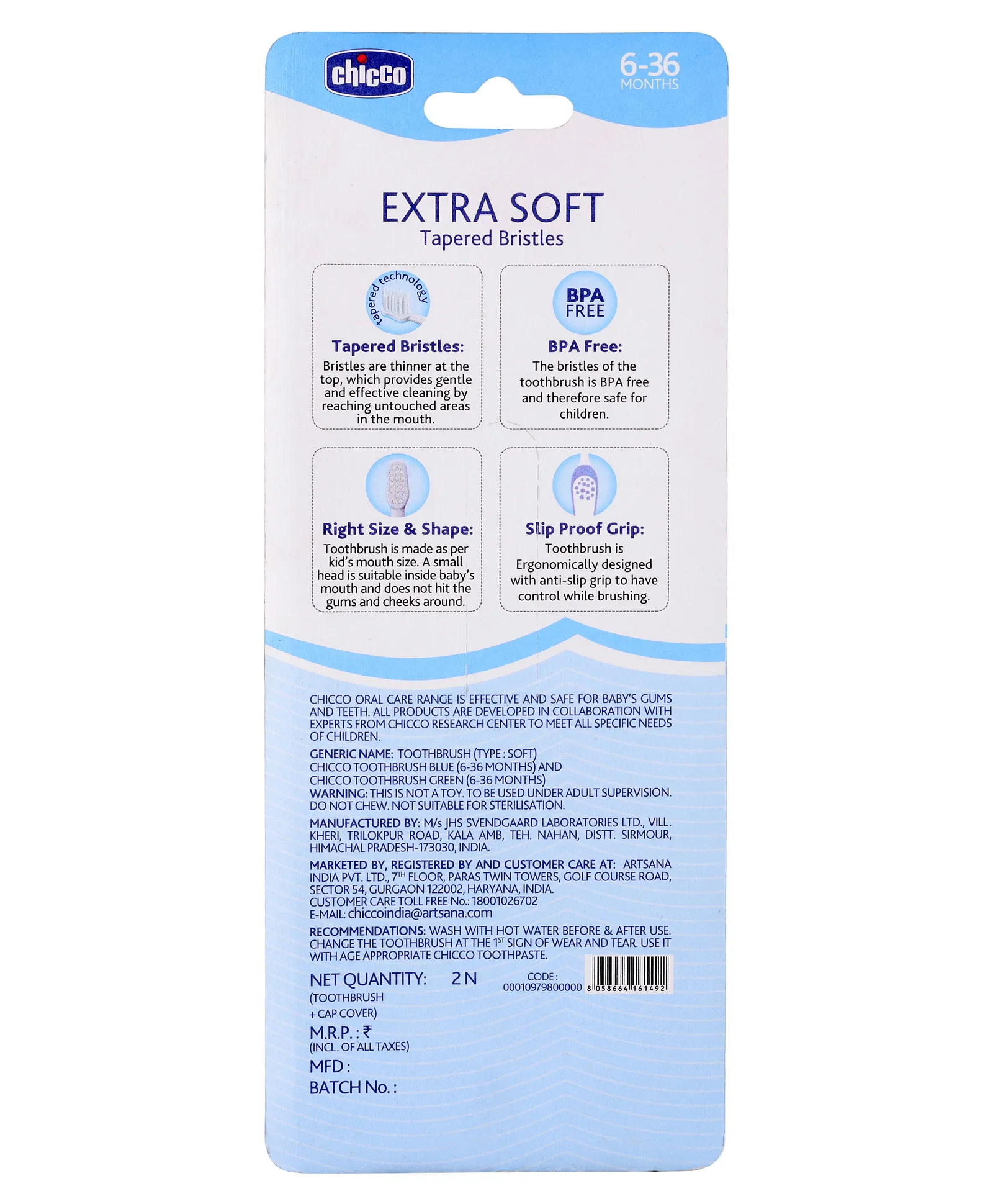 Chicco Ultra Soft Bristles Toothbrush Set Pack of 2