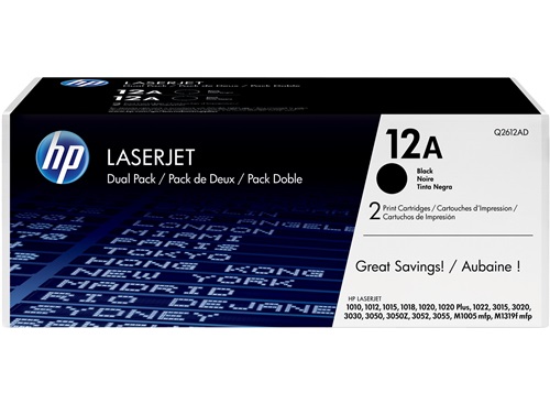 HP 12A Black Dual Pk LJ Toner Cartridge