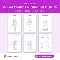 Paper Dolls with Traditional Indian Outfits – 50 Pages