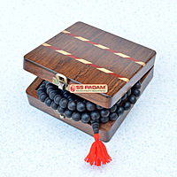Black Ebony Wood Karungali Unpolished Pure & Natural Big Size Mala with Sheesham Wooden Gift Box