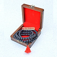Black Ebony Wood Karungali Unpolished Pure & Natural Big Size Mala with Sheesham Wooden Gift Box