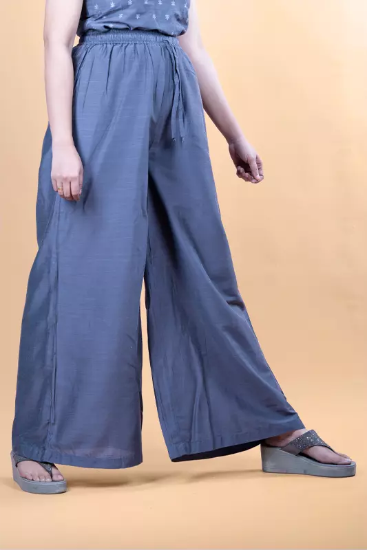 Women Flared Solid Palazzo - Grey