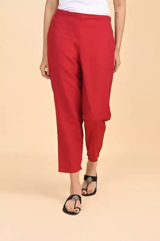 Women Ethnic Trousers - Red