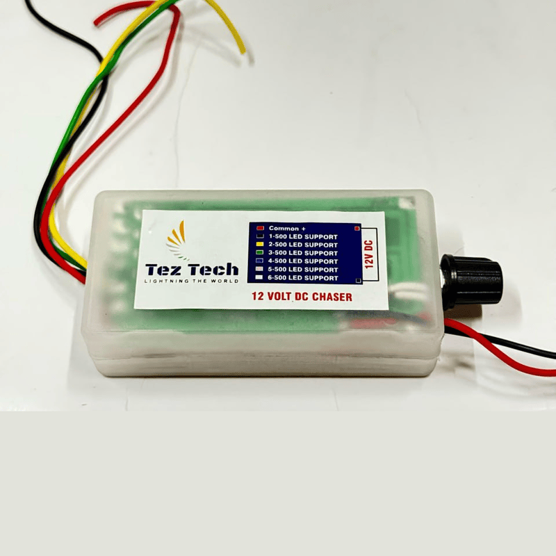 (SCLC9) 12V DC 6 Channel LED Chaser Controller – For Single Color LED, Forward Only, External Speed Control, 500 Bulb Capacity Per Channel