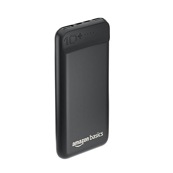 Amazon Basics 20000mAh 12W Lithium-Polymer Power Bank | Dual Input, Dual Output | Black, Type-C Cable Included