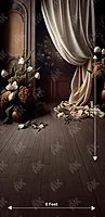 Brown Floral Curtain