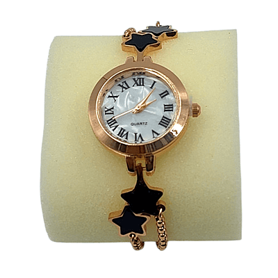 Rose Gold Star Bracelet Watch with Roman Numeral Dial