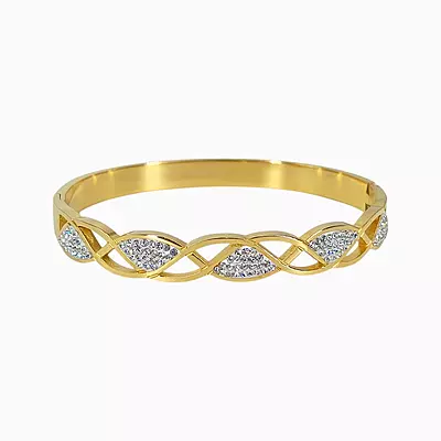 Elegant Anti-Tarnish Bangle with Intricate Filigree
