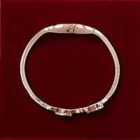 Heart and Flower Bangle Bracelet with Black Enamel