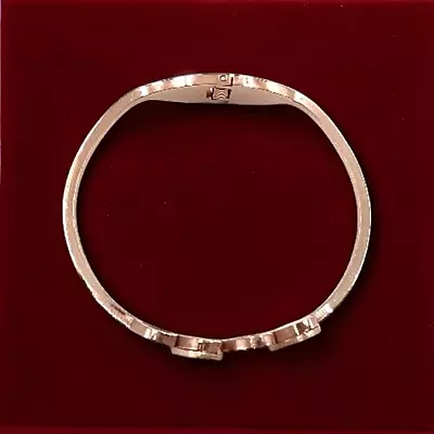 Heart and Flower Bangle Bracelet with Black Enamel