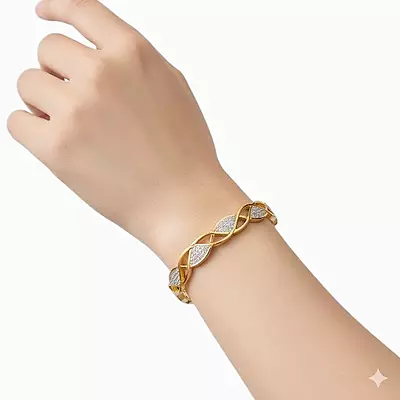 Elegant Anti-Tarnish Bangle with Intricate Filigree