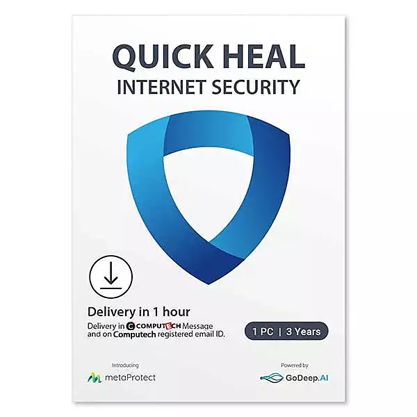 Quick Heal Internet Security 1 User 3 Years AI Protection for Windows PC