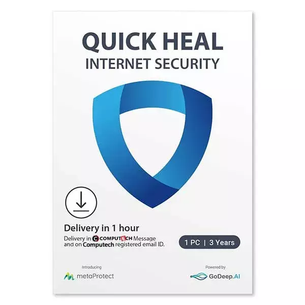 Quick Heal Internet Security 1 User 3 Years AI Protection for Windows PC