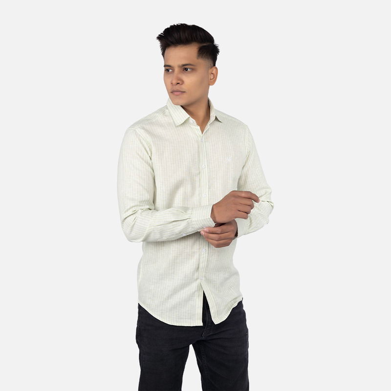Men Pale Mint Stripe Casual Shirt