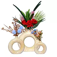 Donut-Shaped Flower Vases for Home Decor, Set of 3 (Light Yellow) Polyresin – 8 Inch