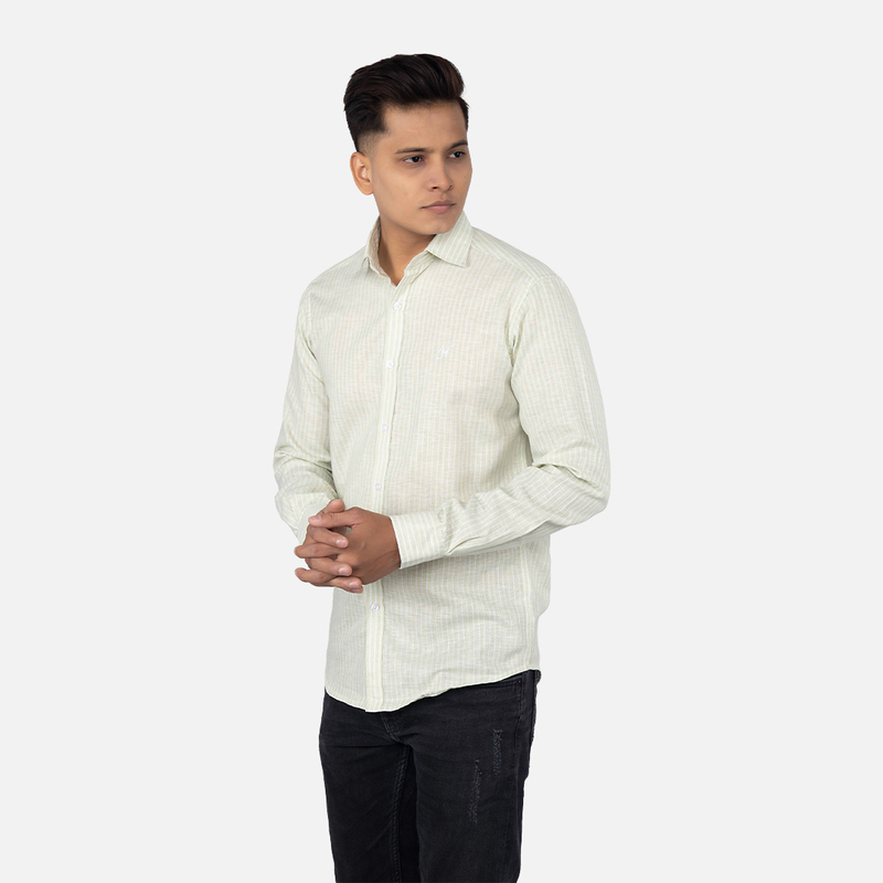 Men Pale Mint Stripe Casual Shirt
