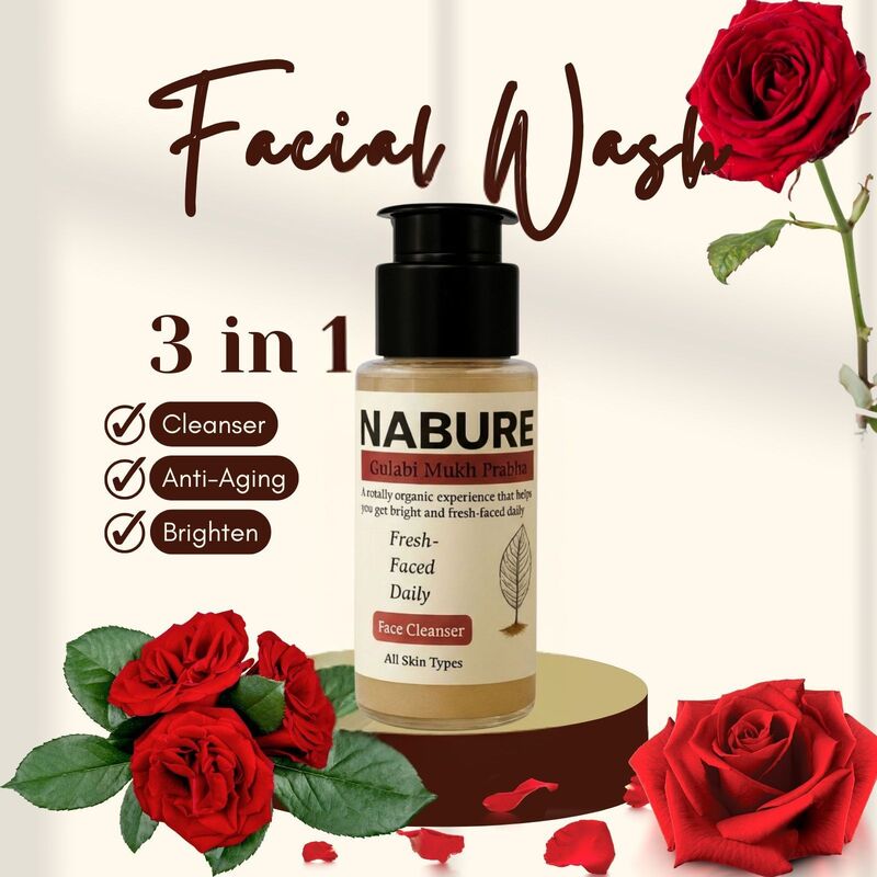 NABURE Gulabi Mukh Prabha & Japa Nim Masura Powder Cleanser for Brightening (Pack of 2, 28g Each)