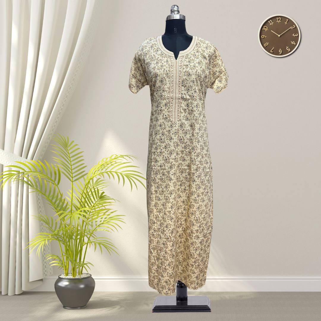 Soft Cotton Nighty With All Over From Libas Loungewear - AL1105 Soft Cotton Nighty With All Over From Libas Loungewear - AL1105