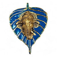 Mini Enamel Leaf Ganesh Blue color Aluminium Idol