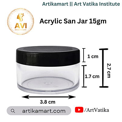Acrylic San Jar + White Inner + BLACK Cap - 15g Acrylic San Jar + White Inner + BLACK Cap - 15g