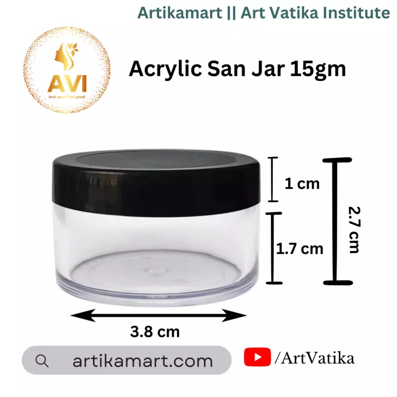 Acrylic San Jar + White Inner + BLACK Cap - 15g