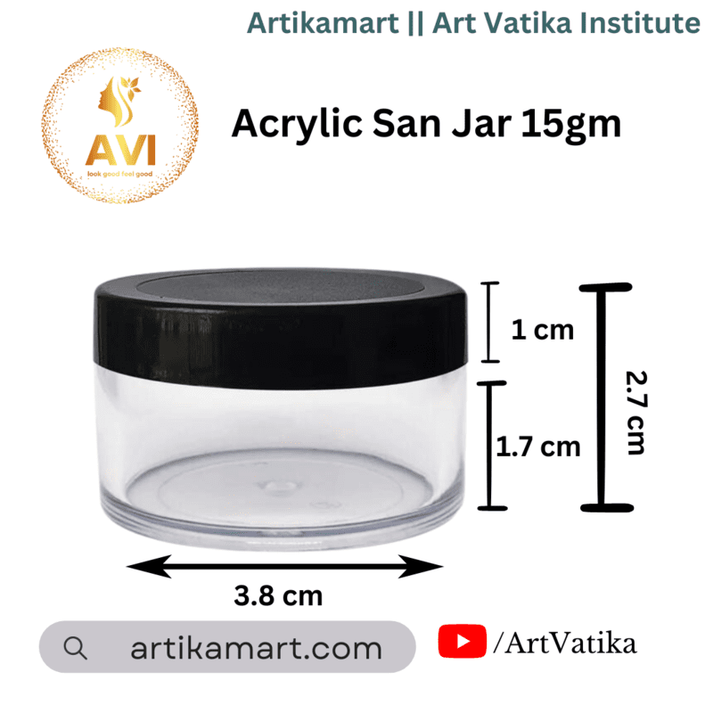 Acrylic San Jar + White Inner + BLACK Cap - 15g