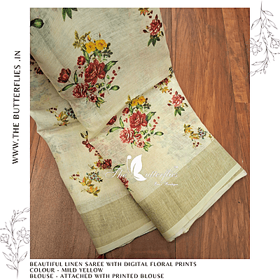 PURE LINEN SAREE  YBRSLIN23432