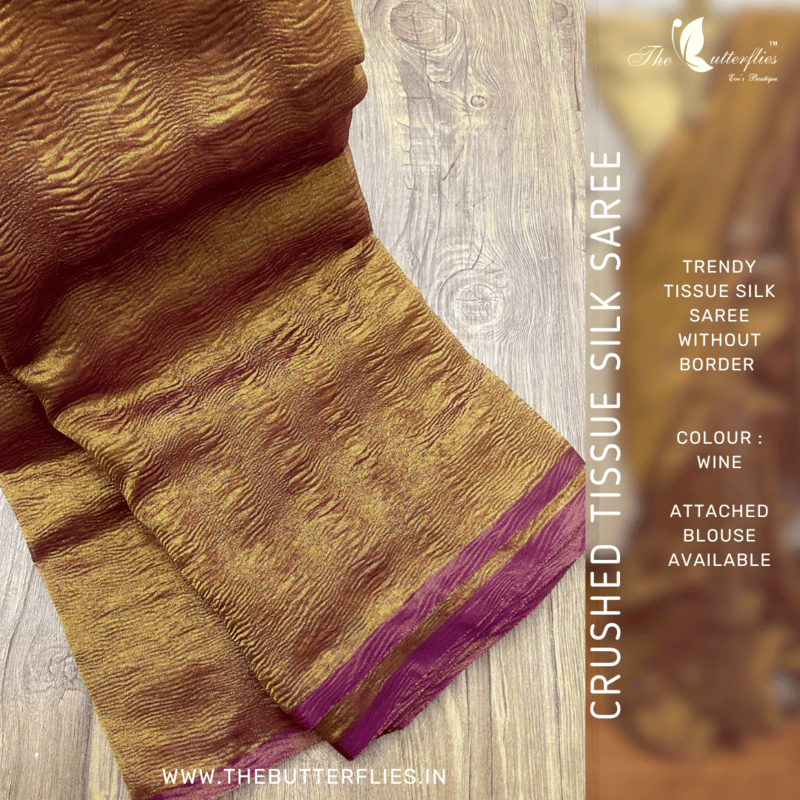 CRUSHED TISSUE SILK SAREE  USTSTES23510