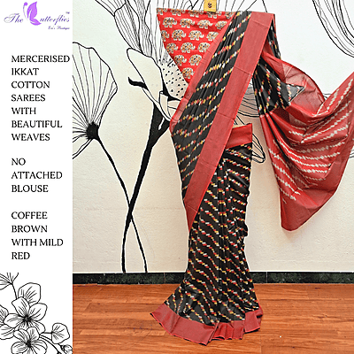 IKKAT MERCERISED COTTON SAREE  BGHSDIC23335