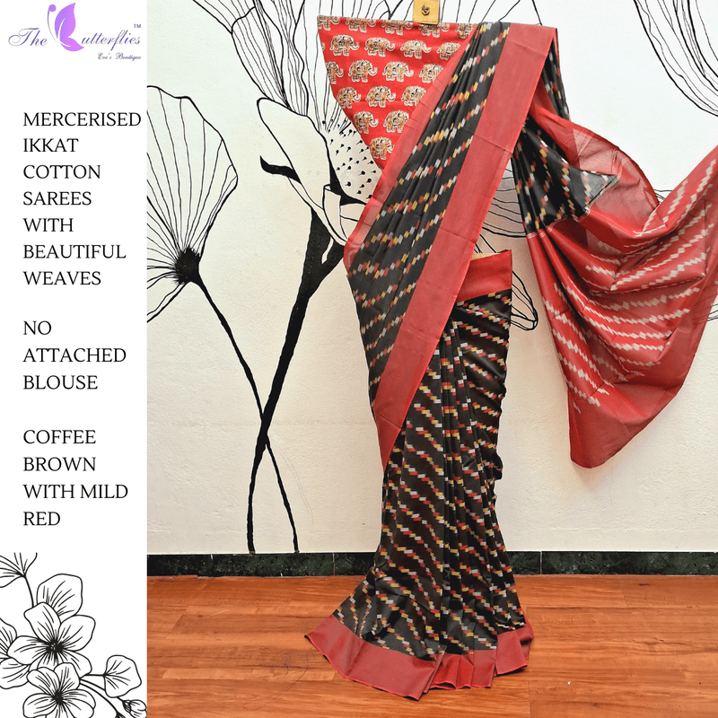 IKKAT MERCERISED COTTON SAREE  BGHSDIC23335