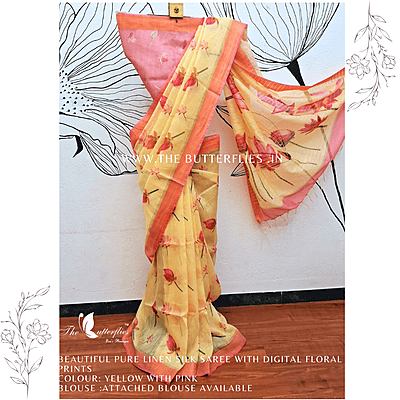 PURE LINEN SILK SAREE YBRSLIN23633